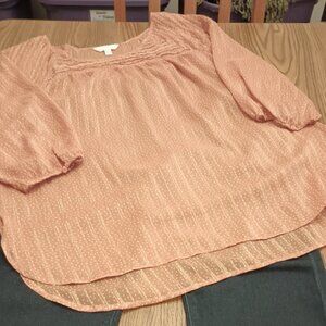 Lauren Conrad Size XL Copper Polka Dotted Top (EUC)